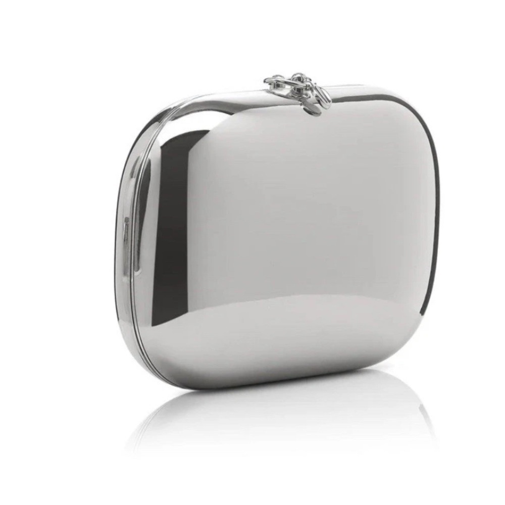 STUNNING Jeffrey Levinson Elina Plus Oval Mirror Chrome Clutch. Currently $2,325